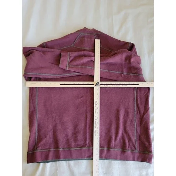 Tommy Bahama Mens XL 1/4 Zip Pullover Green Purple Reversible Logo Casual Solid - Picture 12 of 15